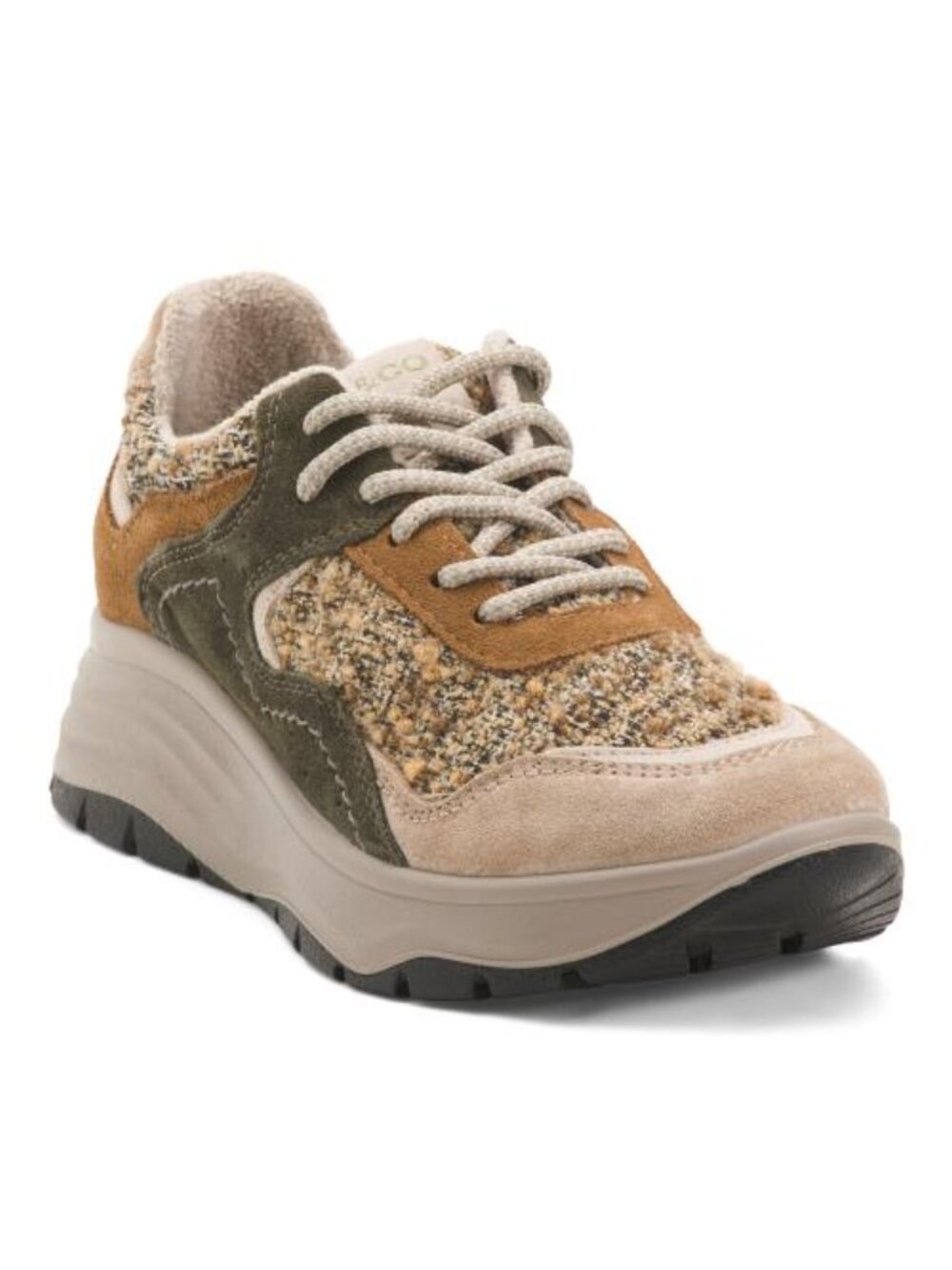 (New) Igi&Co – Suede/Knit Tweed Platform Sneakers (Biscotto Beige) – US 8/EU 39